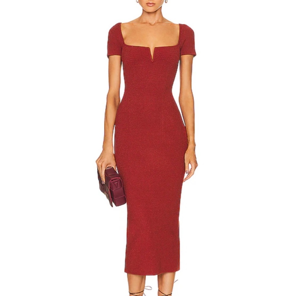 GALVAN London  Freya Dress Women's small Rosewood Solid burgundy